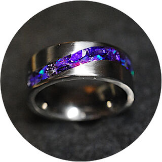Titanium S Wave Opal Ring Purple Glass