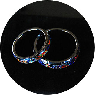 Red Burl Dichrolam Rings - Black Ceramic